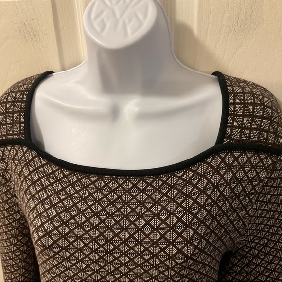 Tory Burch Brown and Cream Long Sleeve Sweater Dress like new condition. - Picture 3 of 13